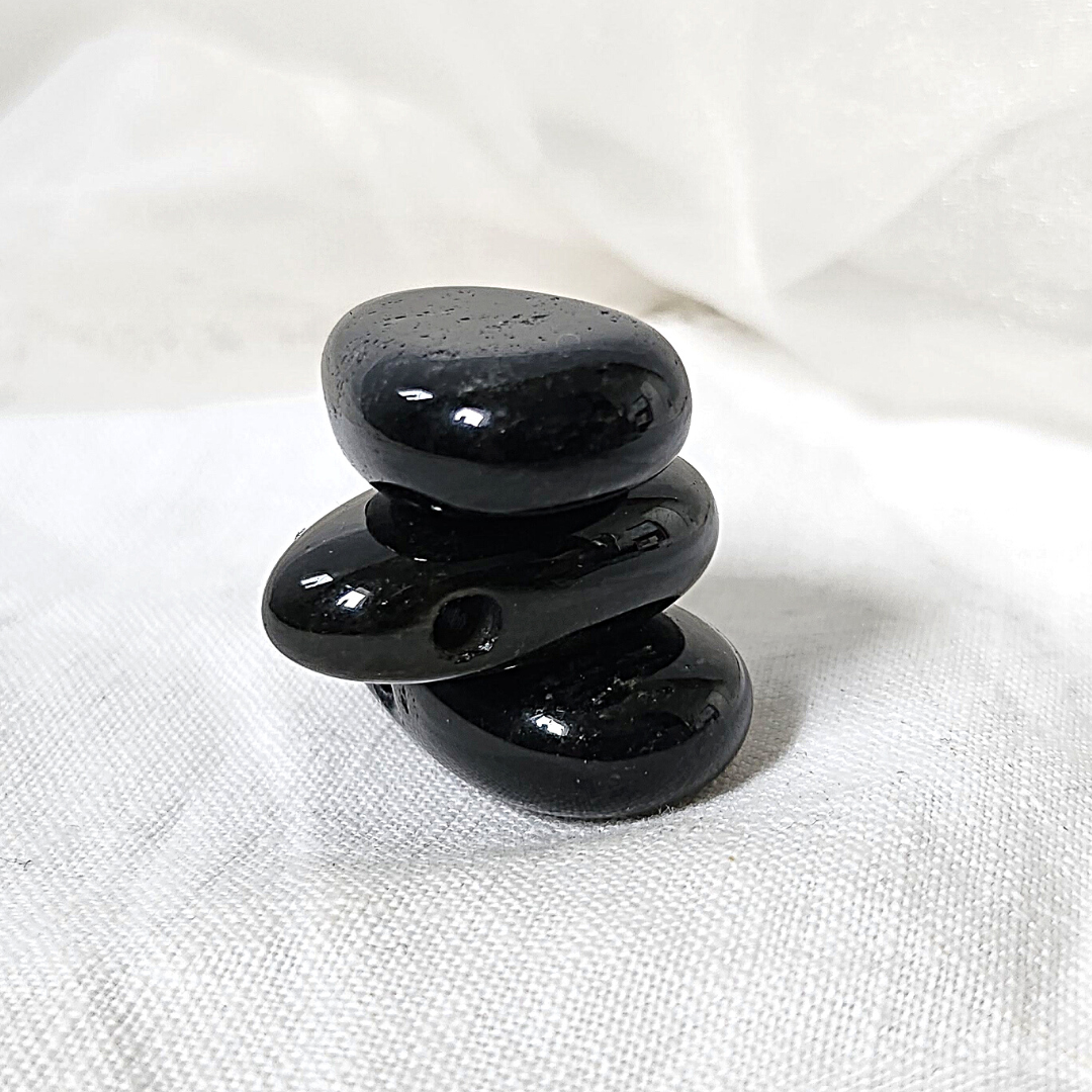 Pendentif Pierre percée Obsidienne dorée