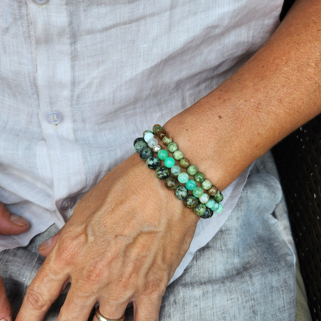 Bracelet Opale verte fossilisé