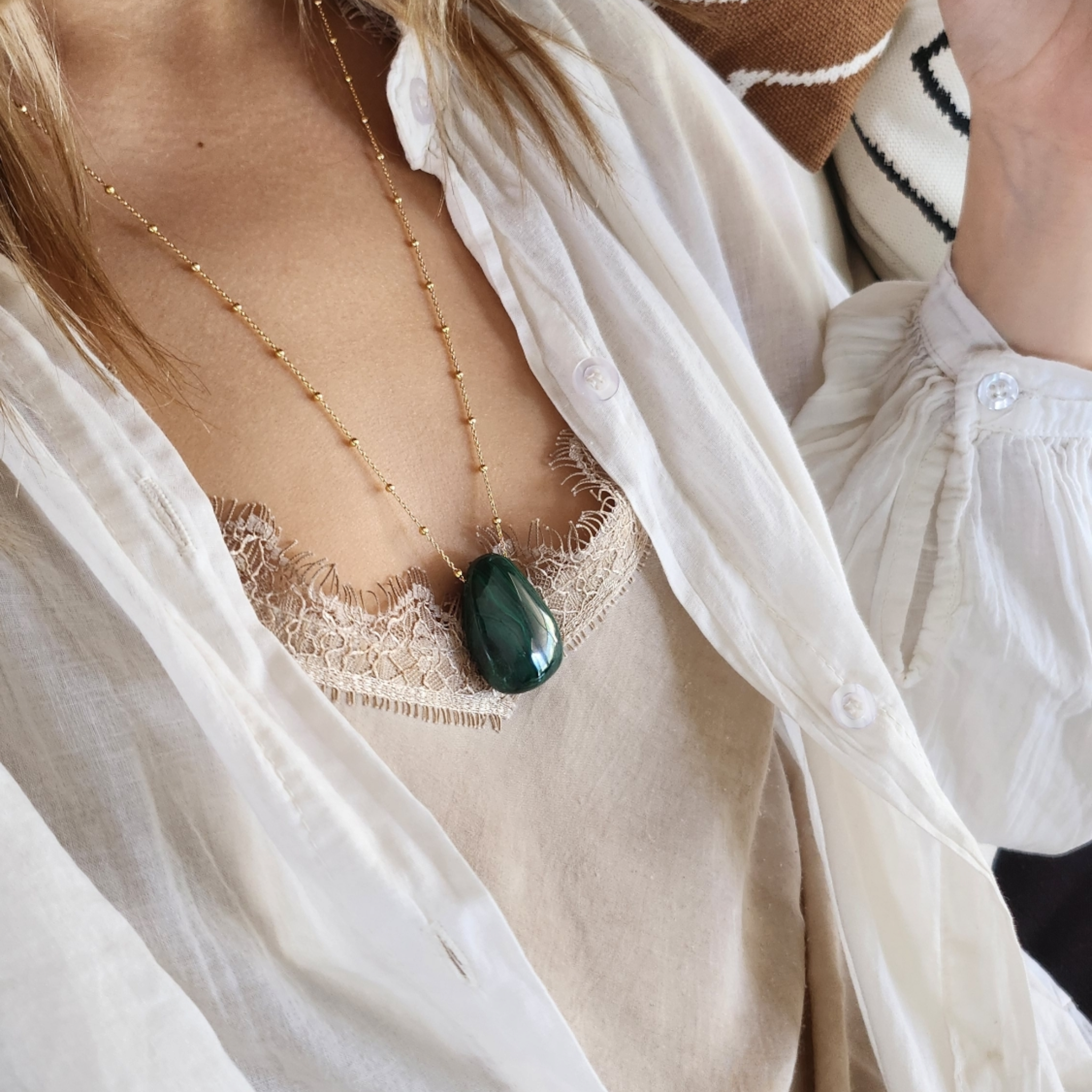 Pendentif Pierre percée Malachite