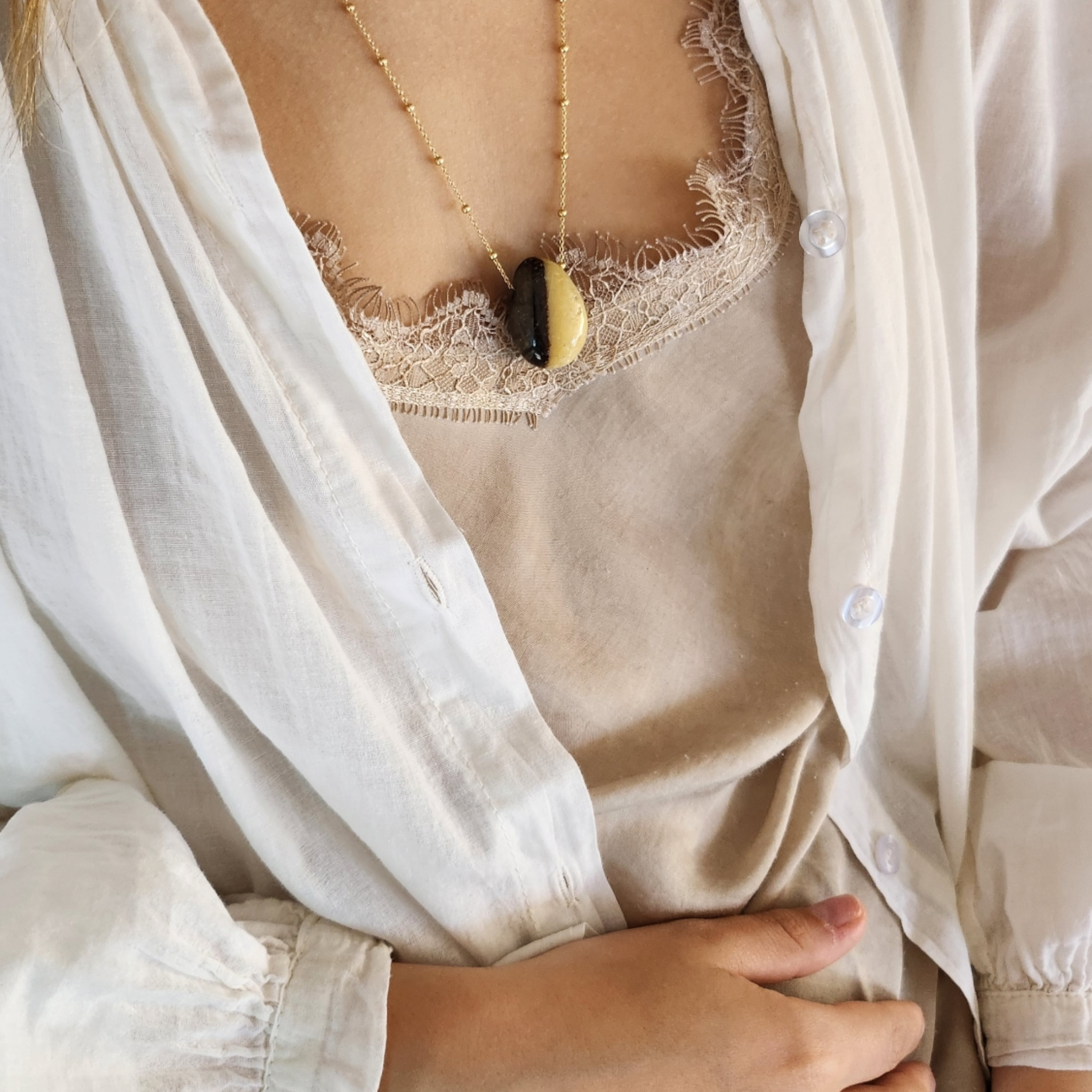 Pendentif Pierre percée Septaria
