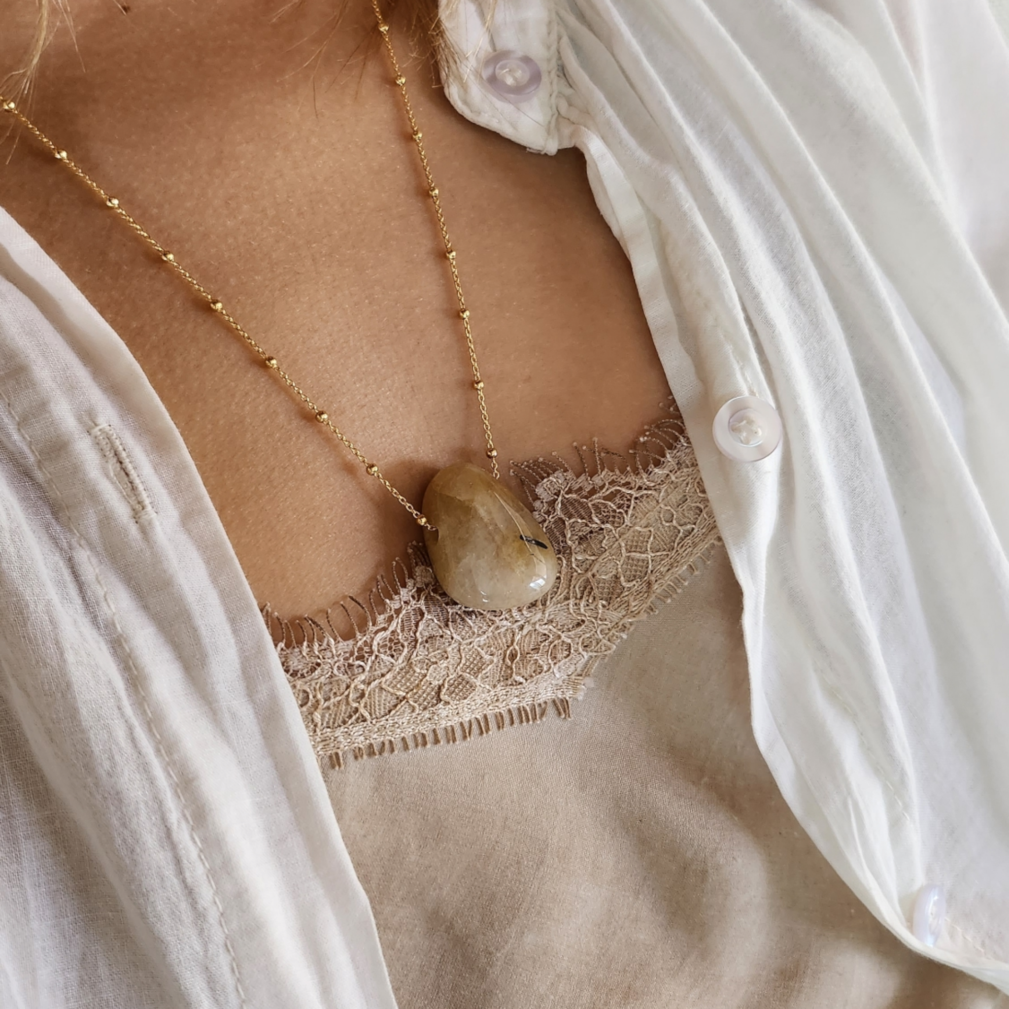 Pendentif Pierre percée Quartz rutile