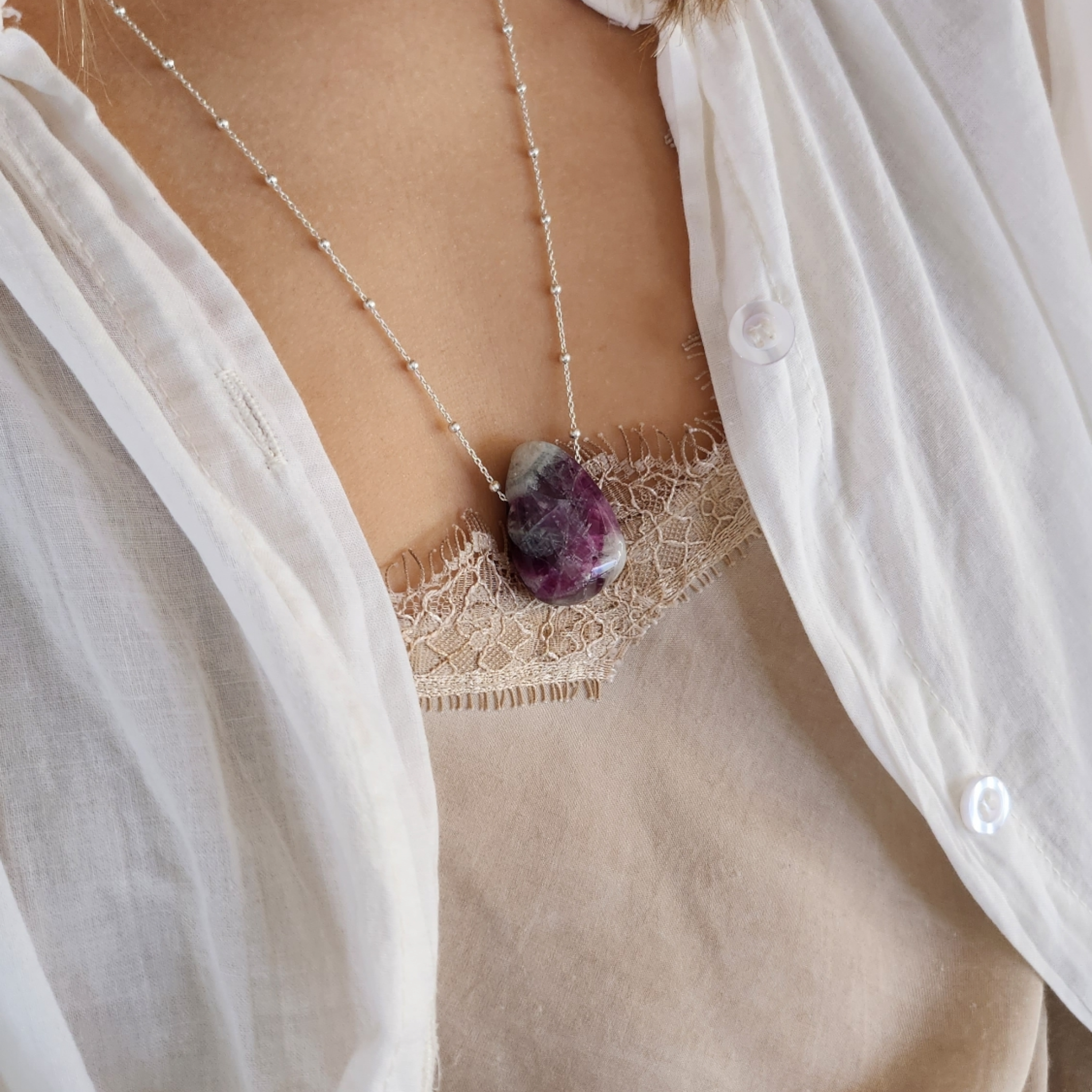 Pendentif Pierre percée Fluorite