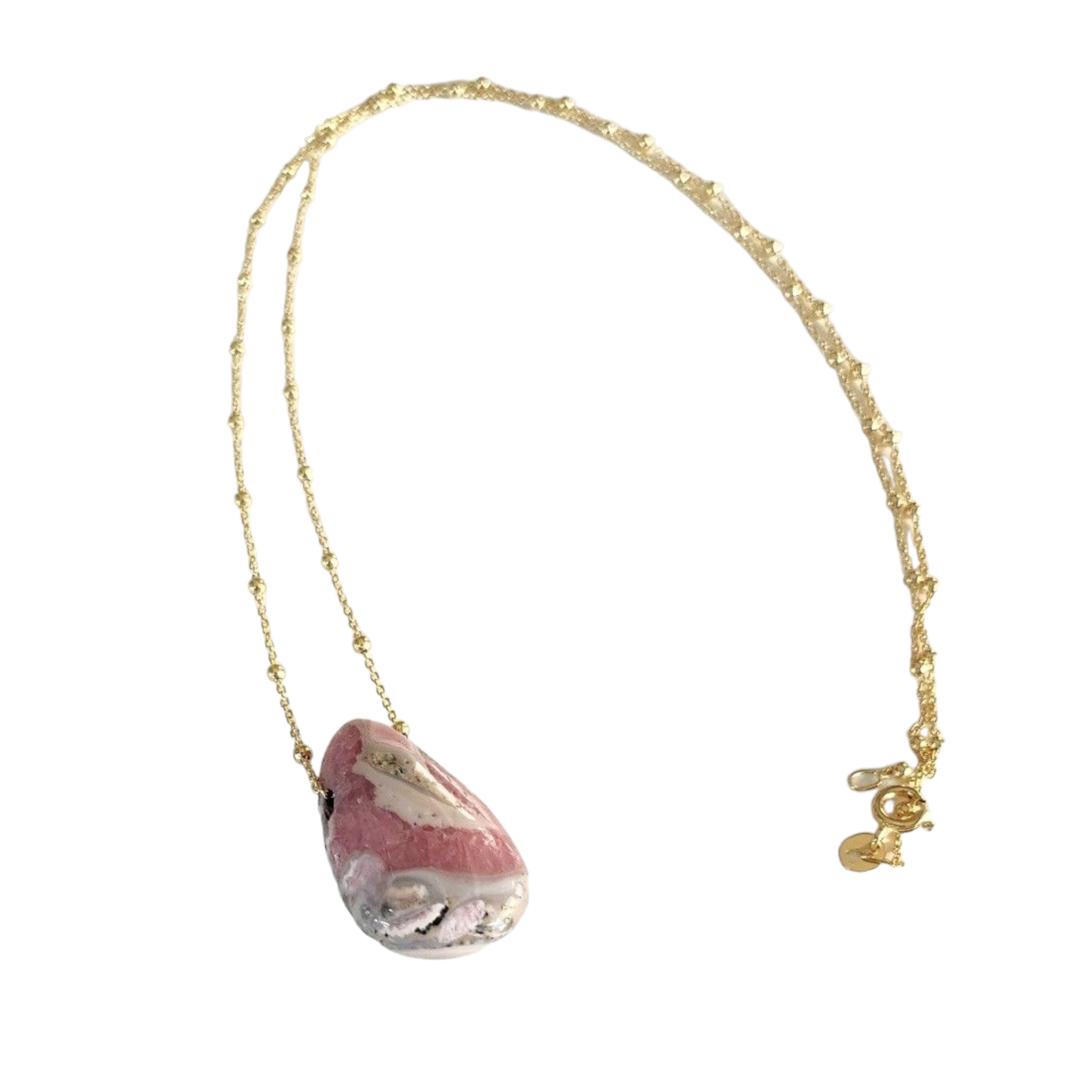 Collier Pierre percée Rhodonite