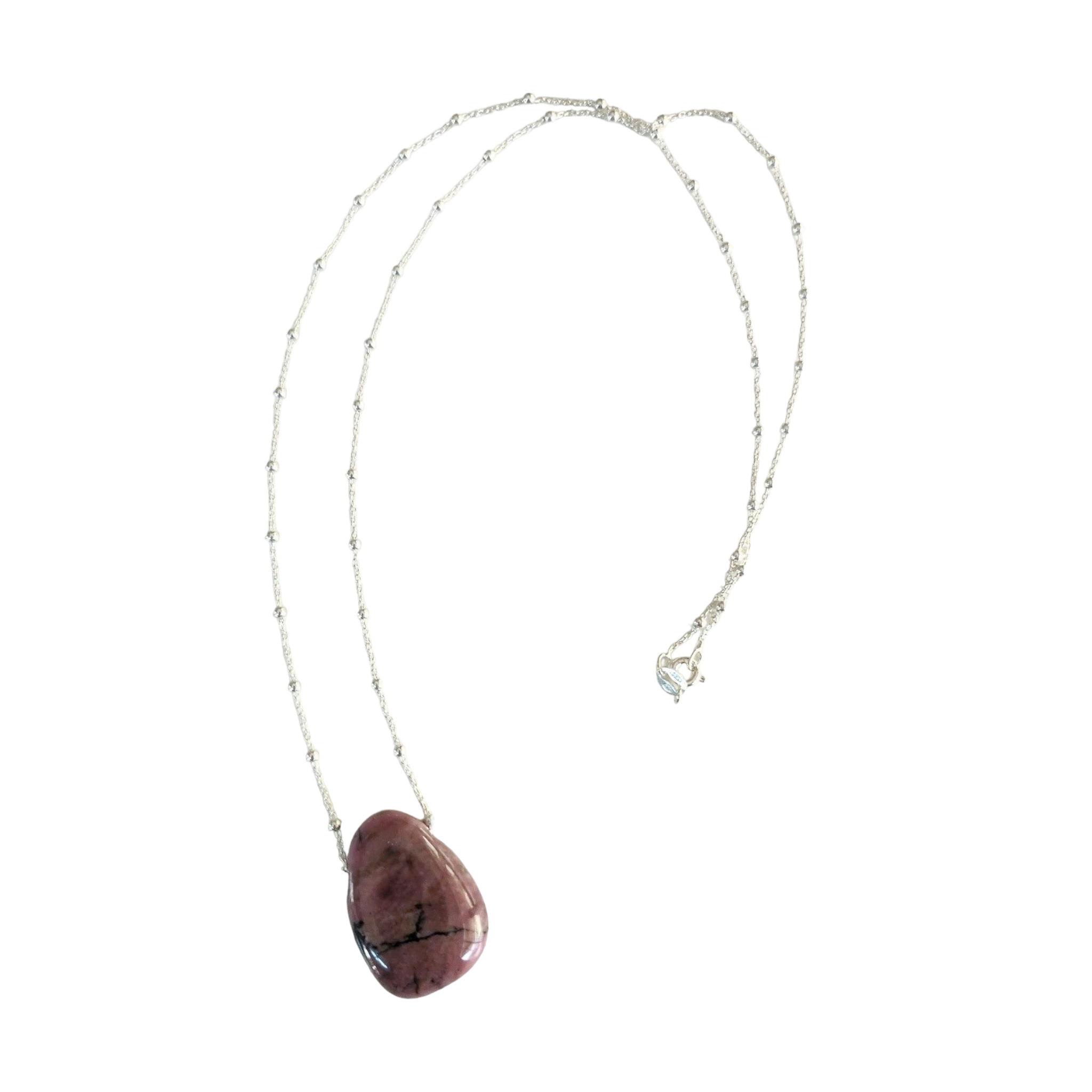 Collier Pierre percée Rhodonite