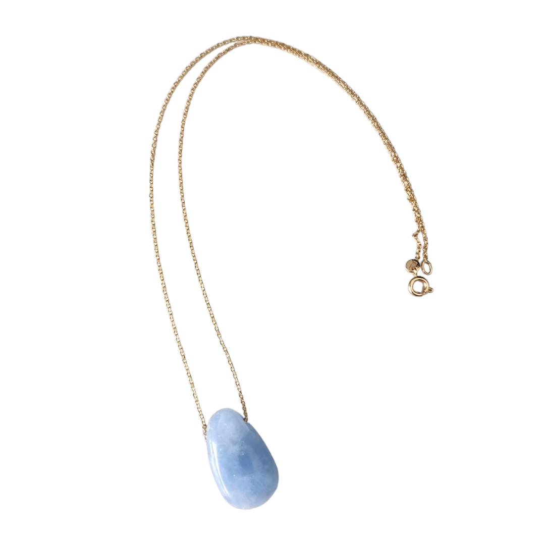 Collier Pierre percée Calcite bleue