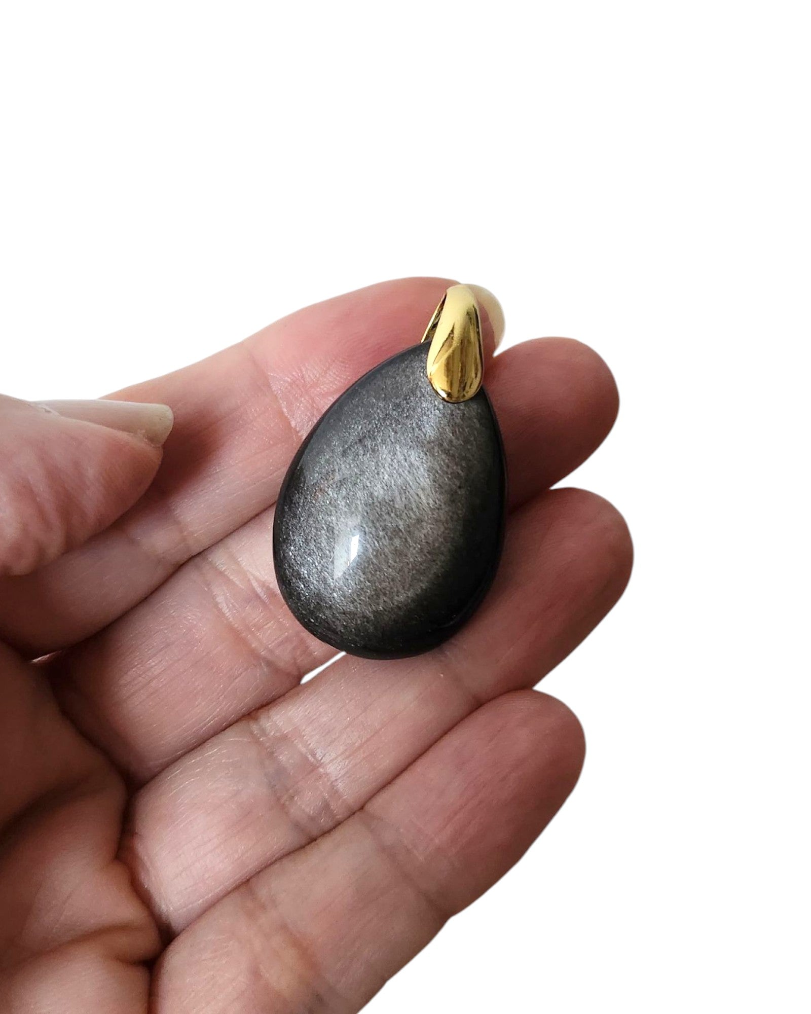 Pendentif Obsidienne dorée ou argent