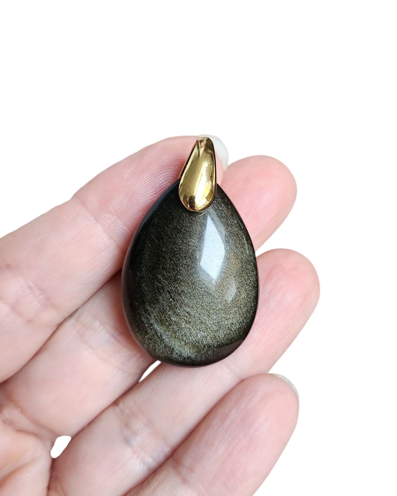 Pendentif Obsidienne dorée ou argent