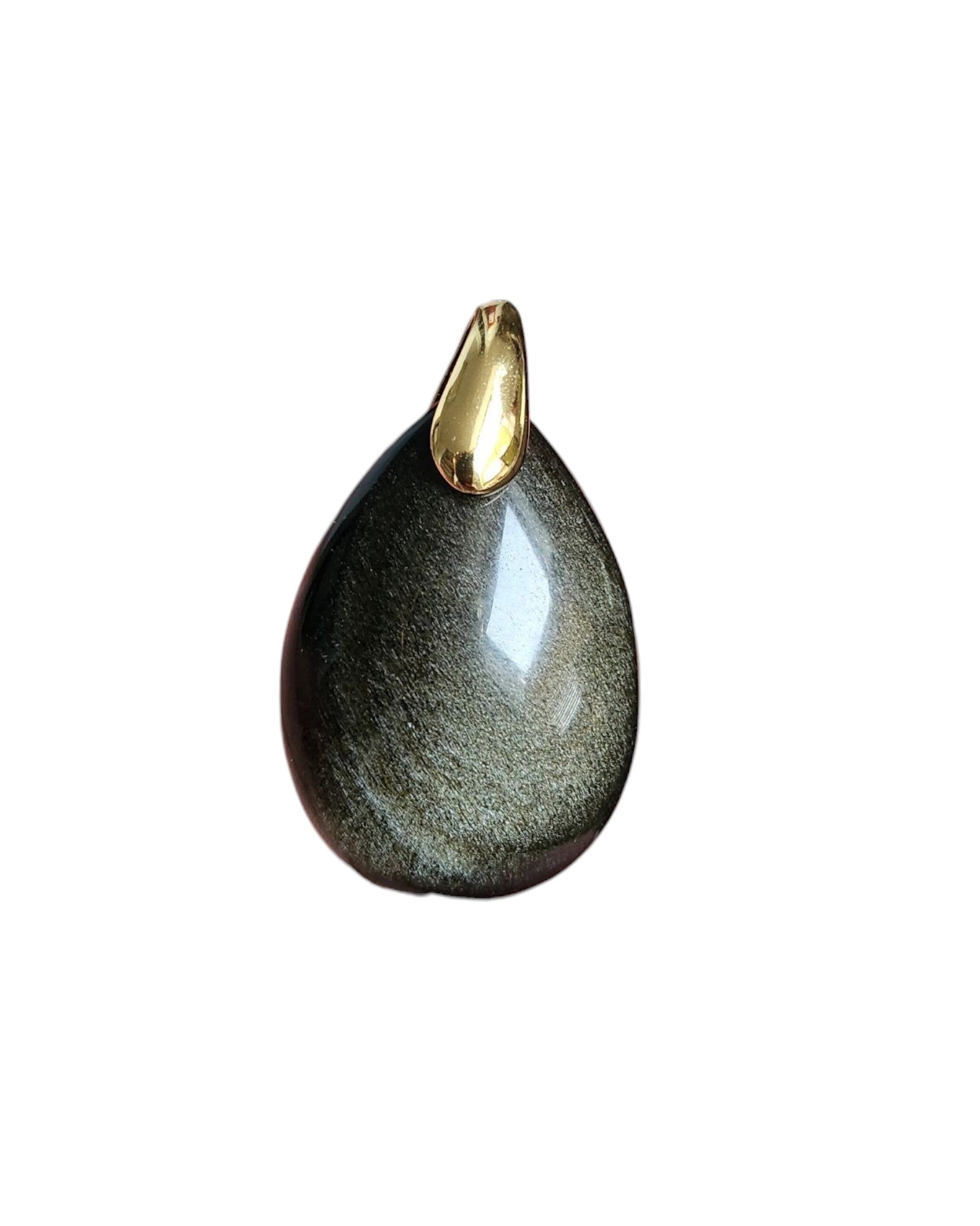 Pendentif Obsidienne dorée ou argent
