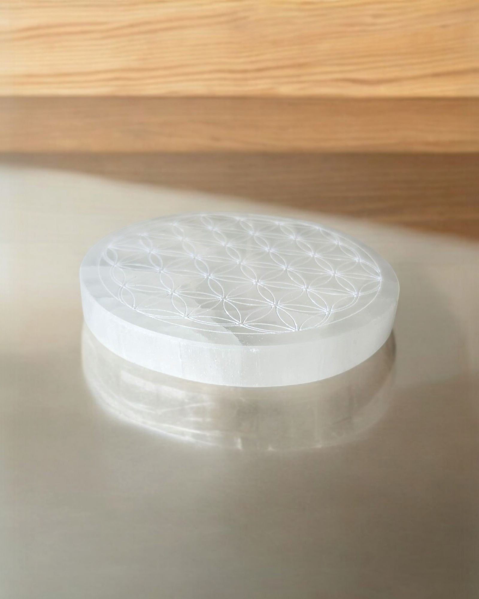 Plaque de Sélénite fleur de vie