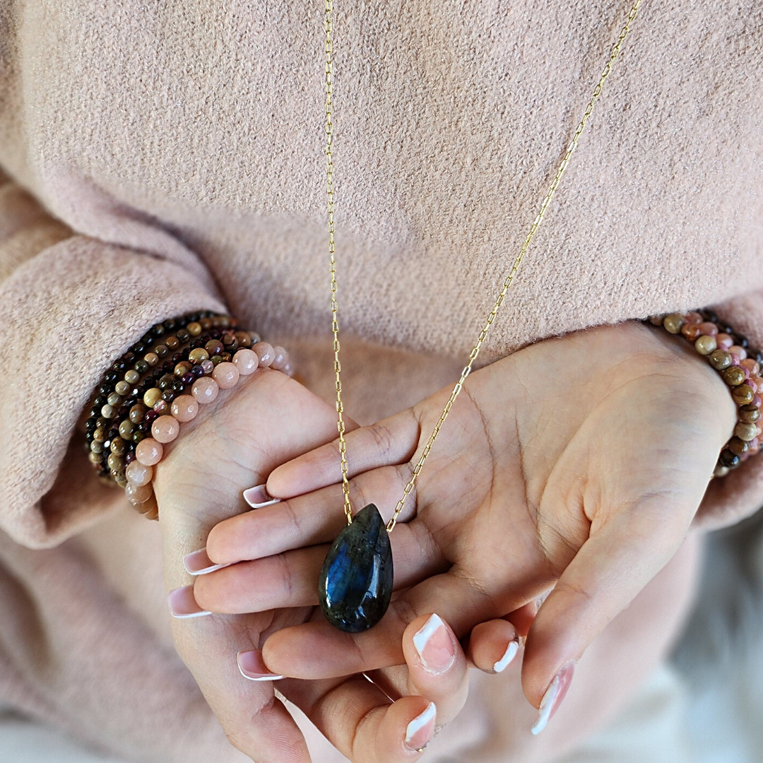 Collier Goutte en labradorite