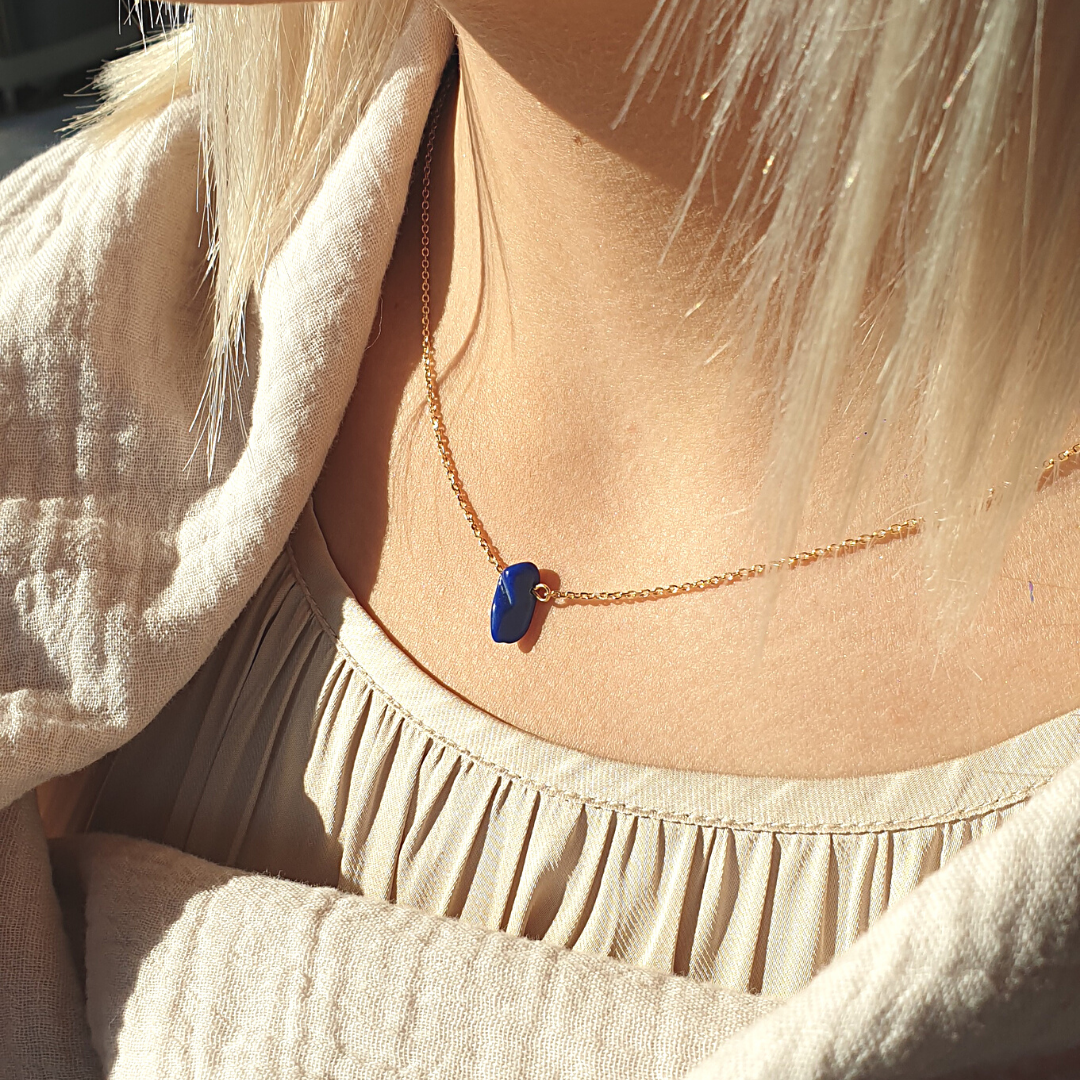 Collier Caillou Lapis lazuli