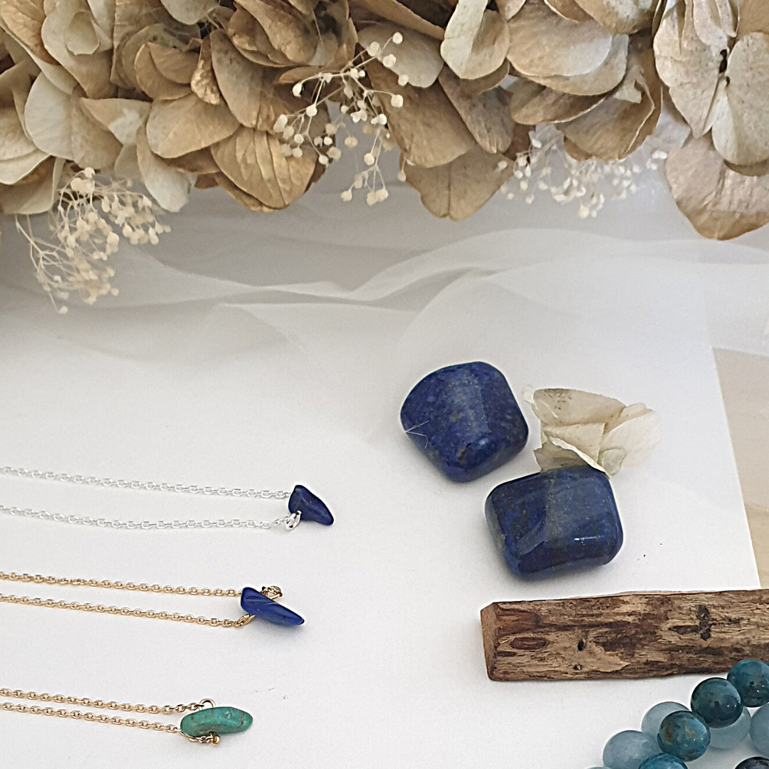 Collier Caillou Lapis lazuli