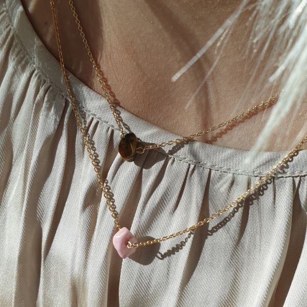 Collier Caillou Rhodonite
