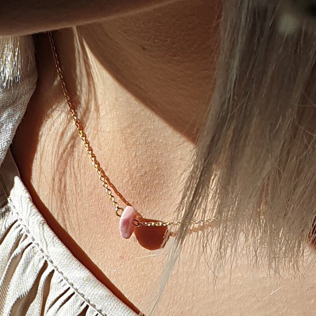 Collier Caillou Rhodonite