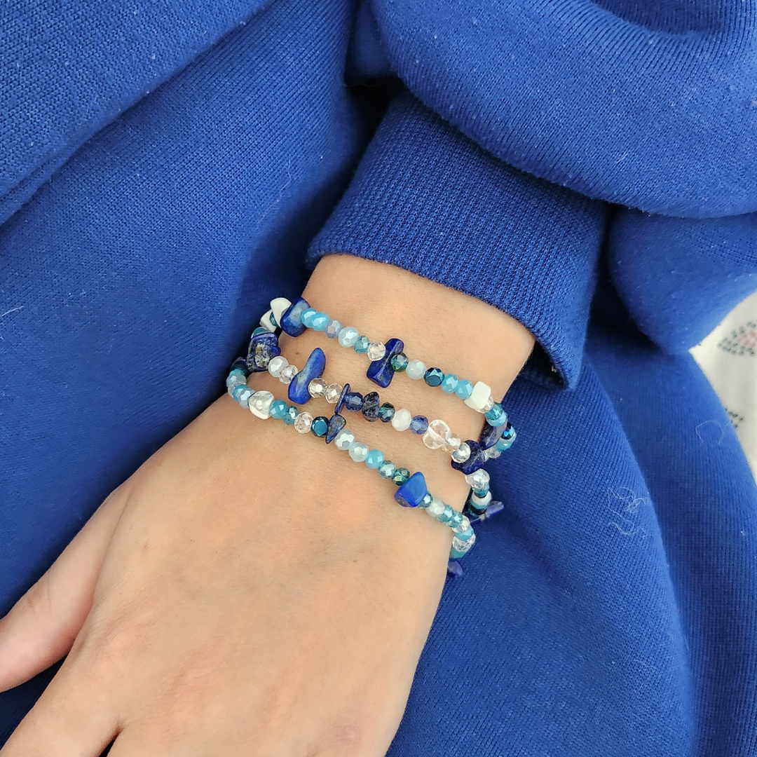 Bracelet 3 tours bleu