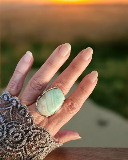 Bague Aragonite verte