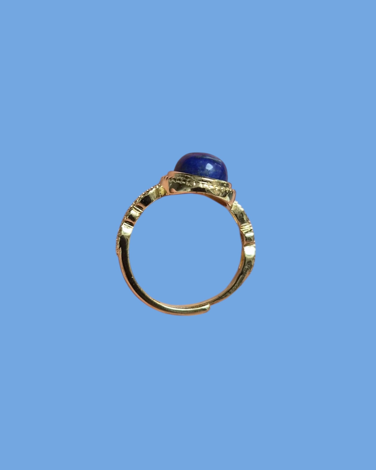 Bague Éclat Ovale dorée réglable en pierre naturelle (7 pierres différentes)