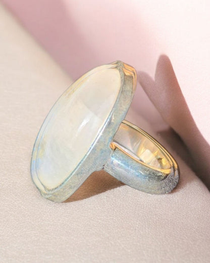 Bague Pierre de lune blanche
