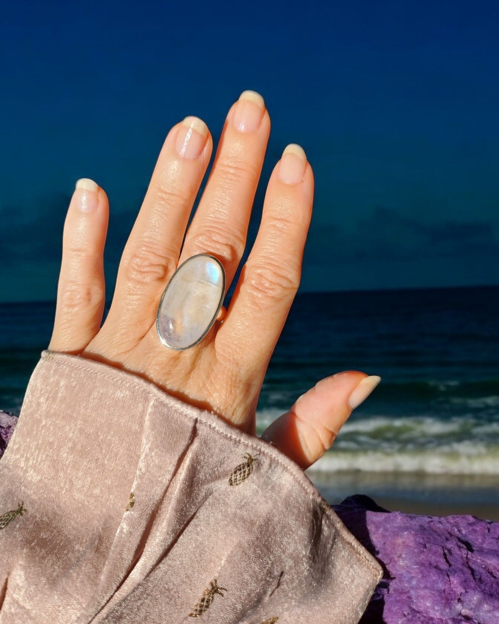 Bague Pierre de lune blanche