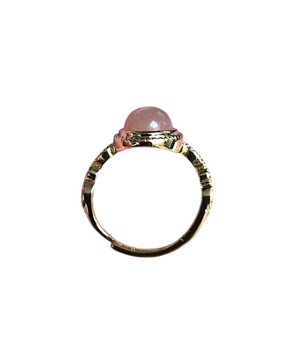 Bague Éclat Ovale dorée réglable en pierre naturelle (7 pierres différentes)