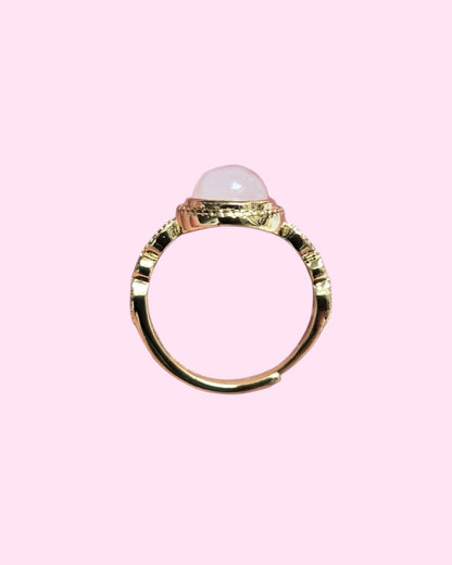 Bague Éclat Ovale dorée réglable en pierre naturelle (7 pierres différentes)