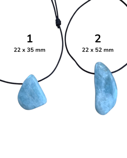 Collier Homme en Aigue-Marine – Pendentif Pierre Percée Communication et Sérénité