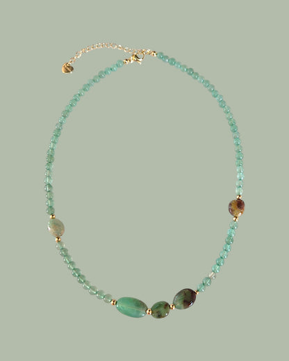 Collier Éveil du Cœur – Chrysoprase et Aventurine