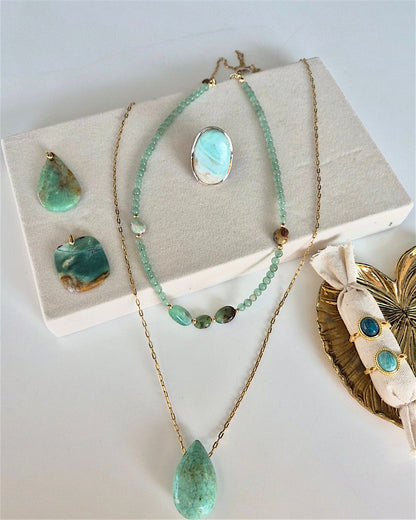 Collier Éveil du Cœur – Chrysoprase et Aventurine