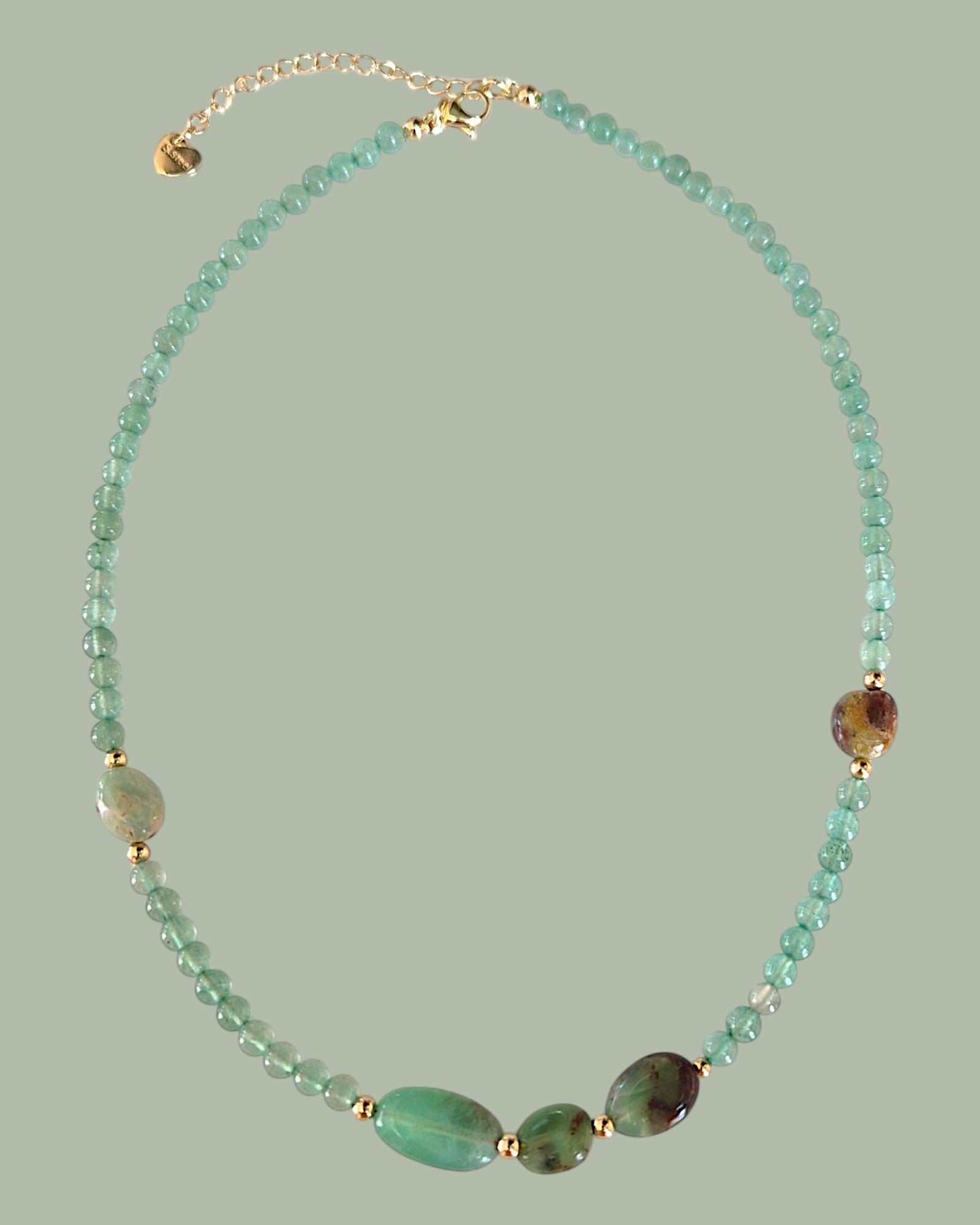 Collier Éveil du Cœur – Chrysoprase et Aventurine