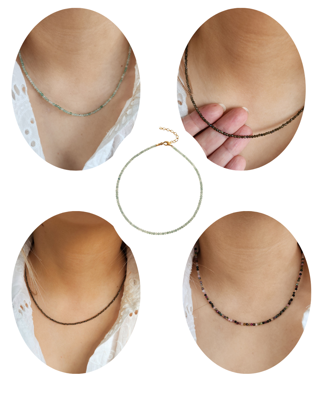 Collier éclats de cailloux 9 pierres différentes