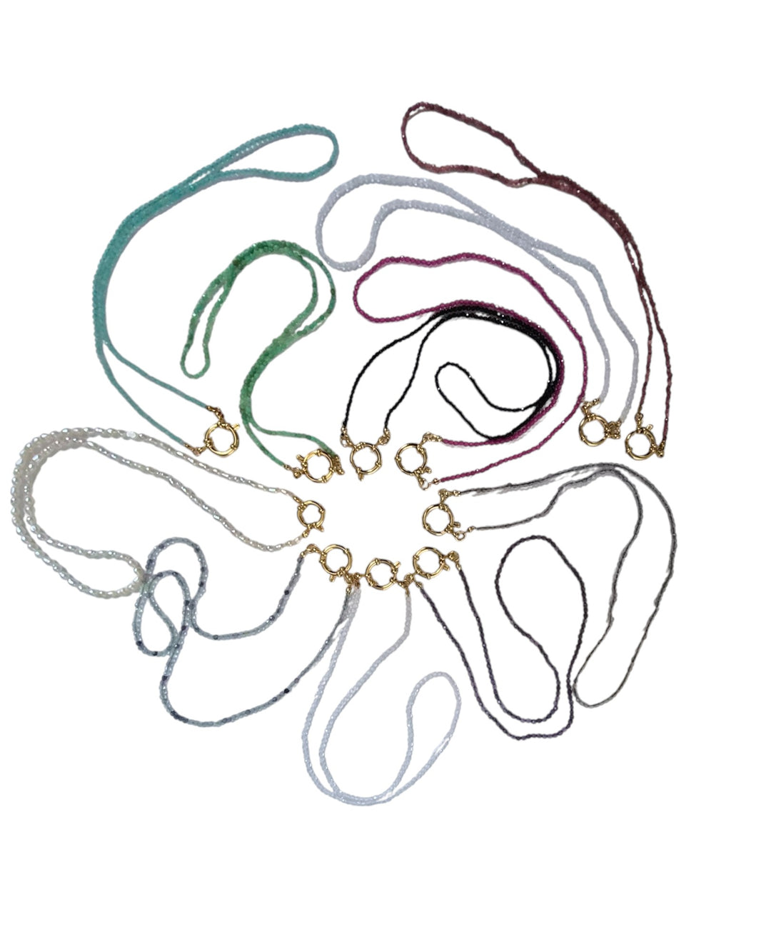 Collier Éclats de Cailloux – 20 pierres naturelles ★ version fermoir bouée