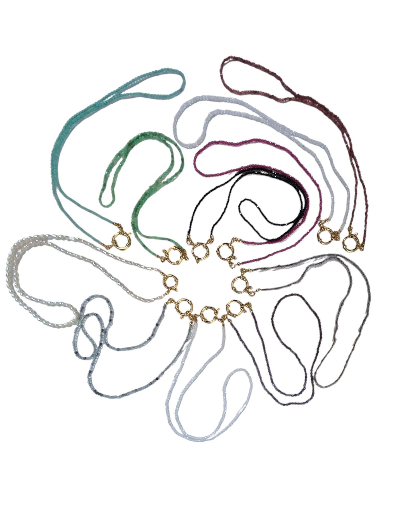 Collier Éclats de Cailloux – 20 pierres naturelles ★ version fermoir bouée