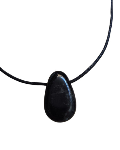 Collier Mixte en Obsidienne – Pendentif Pierre Percée Protection et Vérité