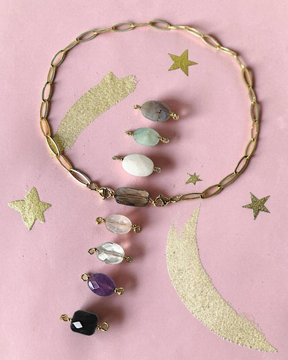 Collier chaîne Stella : Ton Bijou Modulable en 12 Pierres Naturelles différentes