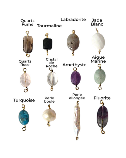 Collier chaîne Stella : Ton Bijou Modulable en 12 Pierres Naturelles différentes
