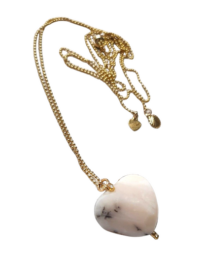 Collier Coeur en Opale Rose