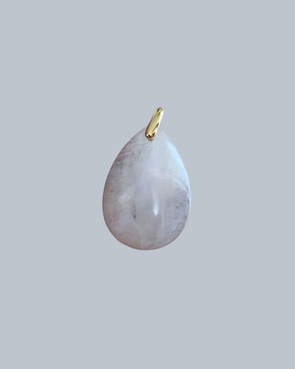 Pendentif en pierre de lune blanche, rosée ou orangée