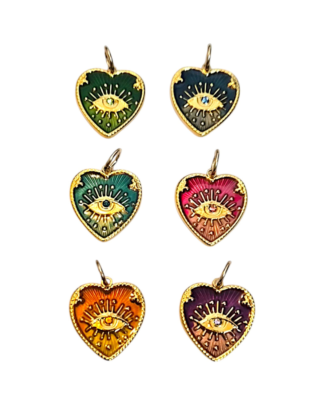 Pendentif Cœur Œil de Protection (6 couleurs différentes)