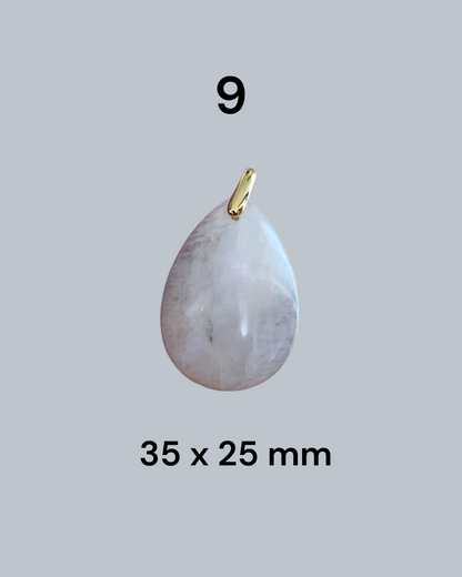 Pendentif en pierre de lune blanche, rosée ou orangée