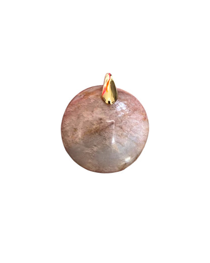 Pendentif en pierre de lune blanche, rosée ou orangée