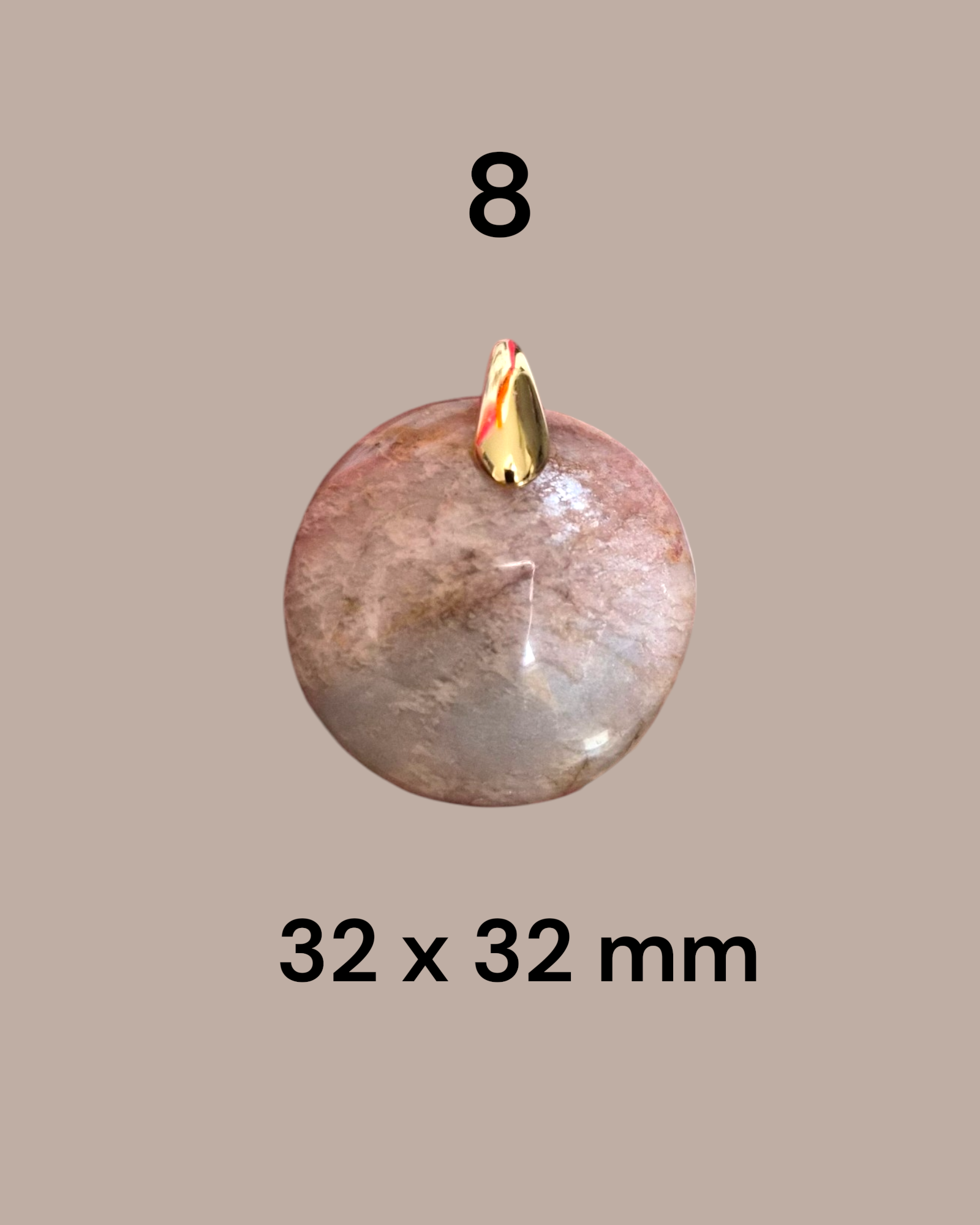 Pendentif en pierre de lune blanche, rosée ou orangée