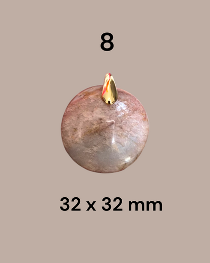 Pendentif en pierre de lune blanche, rosée ou orangée
