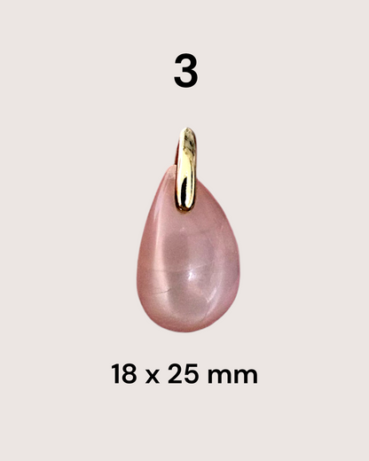 Pendentif en pierre de lune blanche, rosée ou orangée