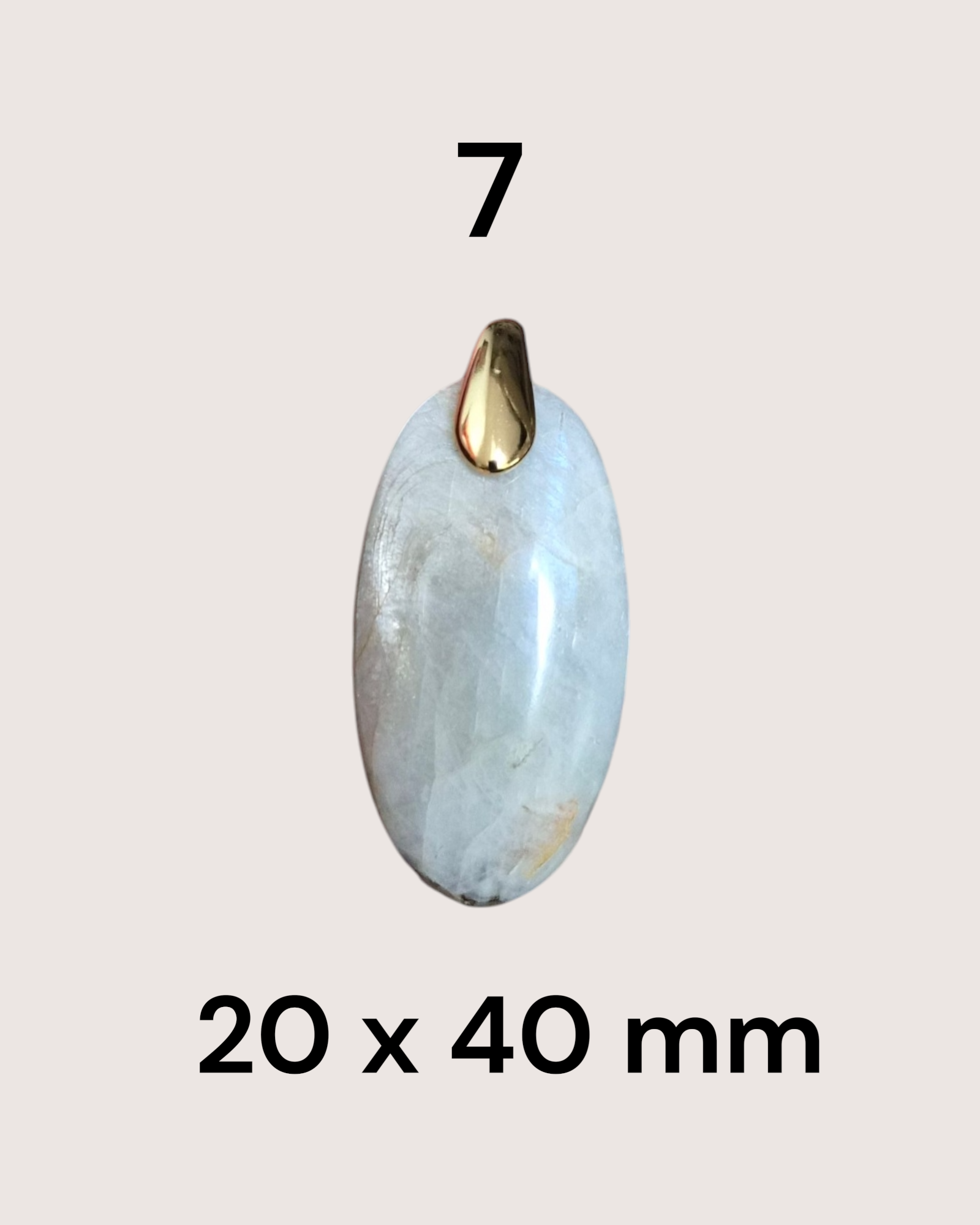 Pendentif en pierre de lune blanche, rosée ou orangée