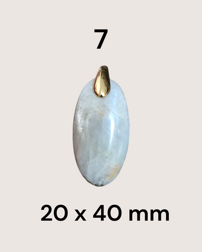 Pendentif en pierre de lune blanche, rosée ou orangée