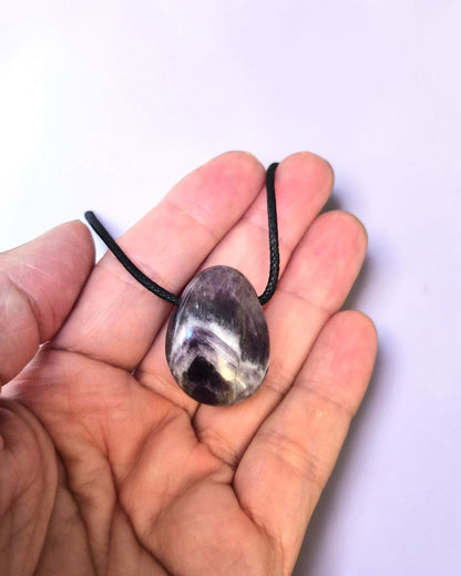 Collier mixte en Améthyste – Pendentif Pierre Percée Sérénité et Sagesse