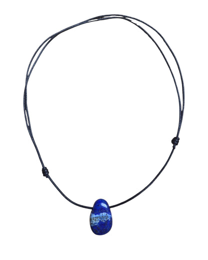 Collier Homme en Lapis Lazuli – Pendentif Pierre Percée Communication et Clarté Mentale