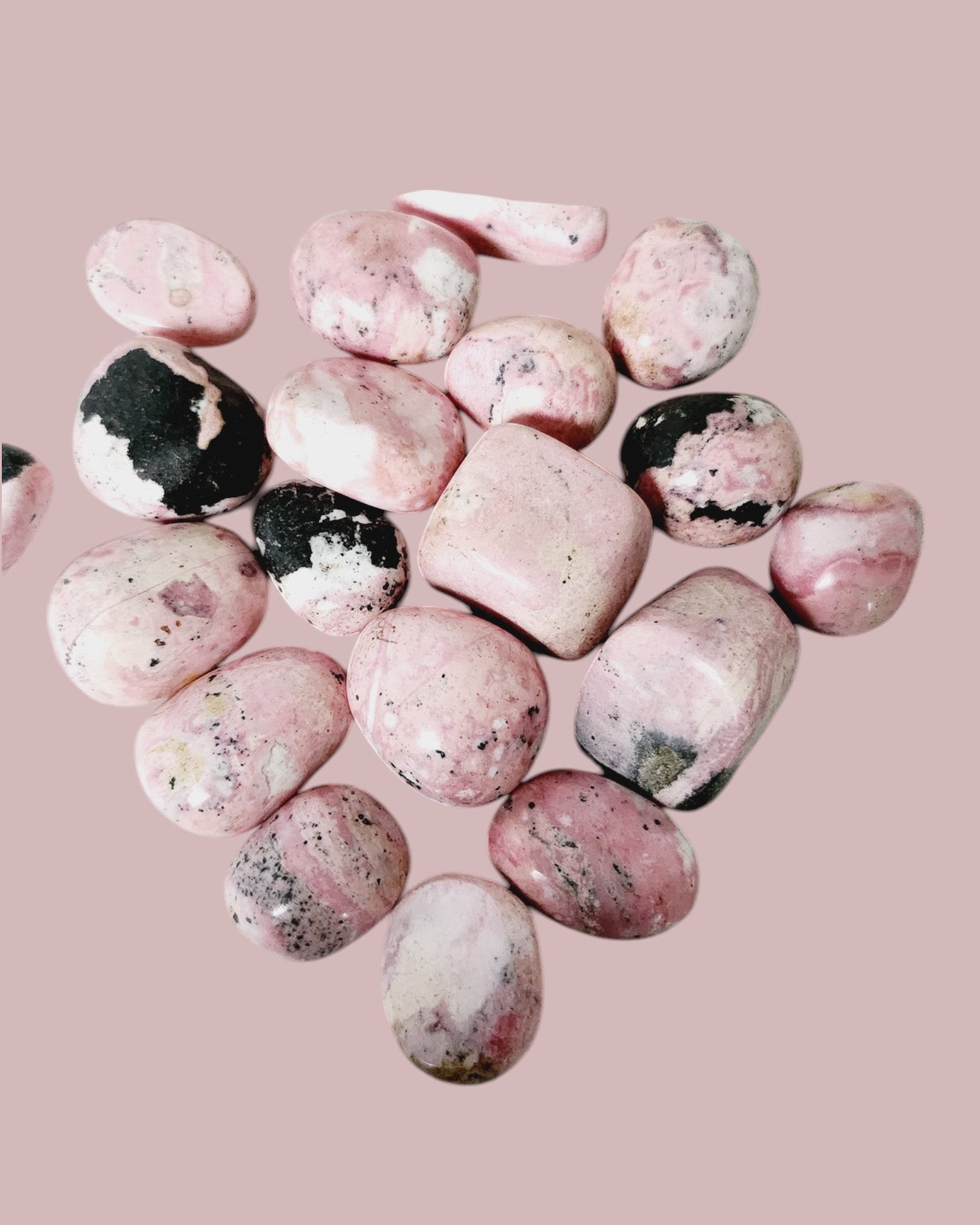 Pierre roulée et galet plat de Rhodonite