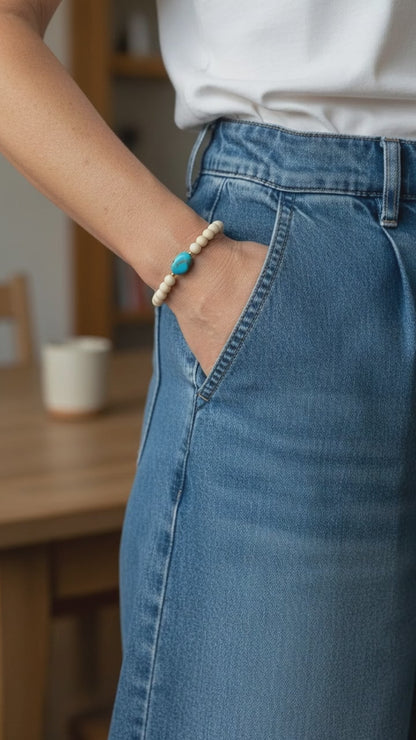 Bracelet Turquoise & Jaspe Ivoire