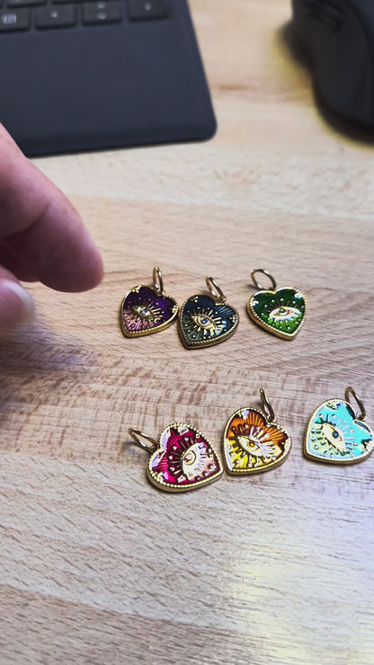 Pendentif Cœur Œil de Protection (6 couleurs différentes)
